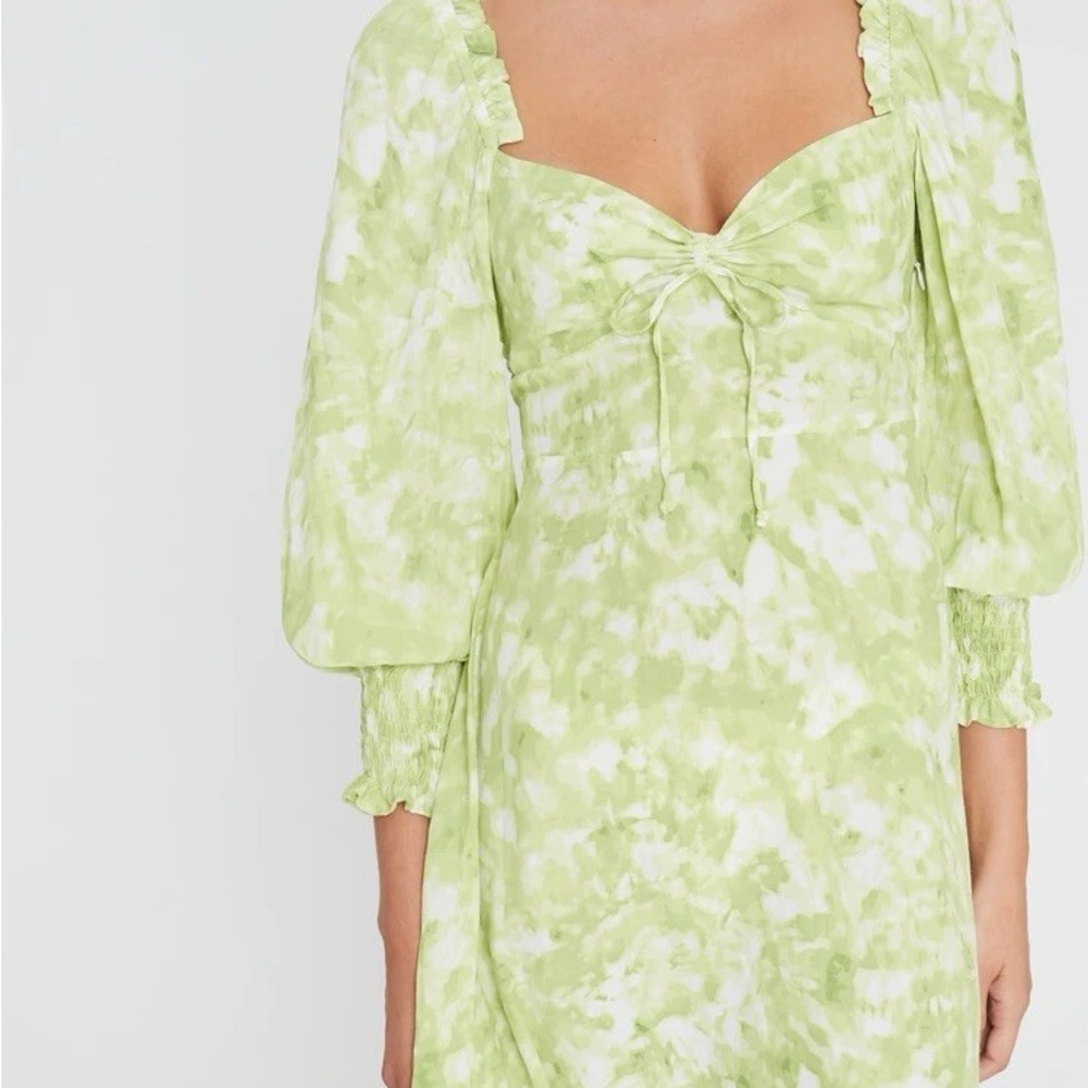 Faithfull the Brand Lime Tie-Dye Mini Dress